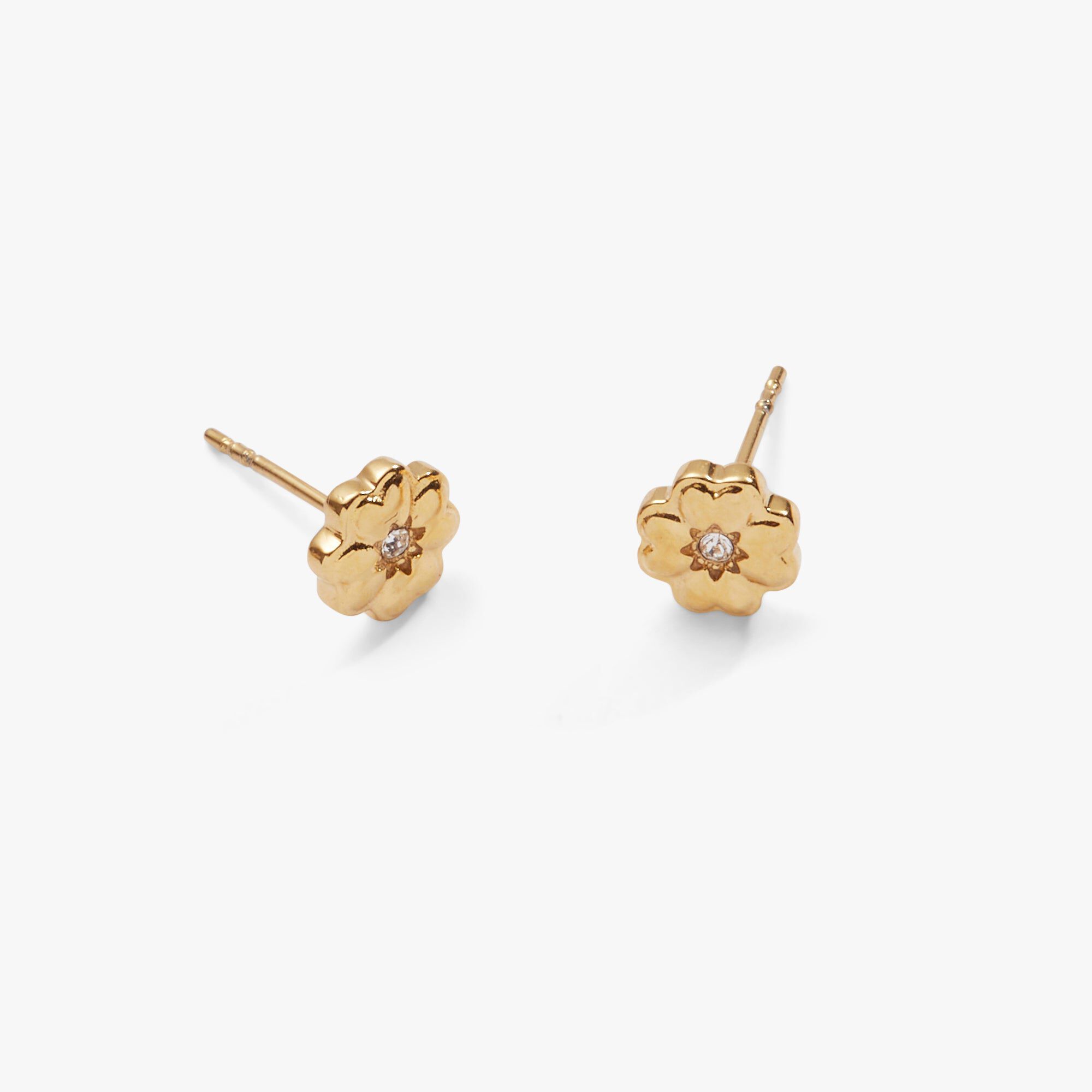 Four-Leaf Clover Mini Stud Earrings, Gold / Gold, alternate image number 1