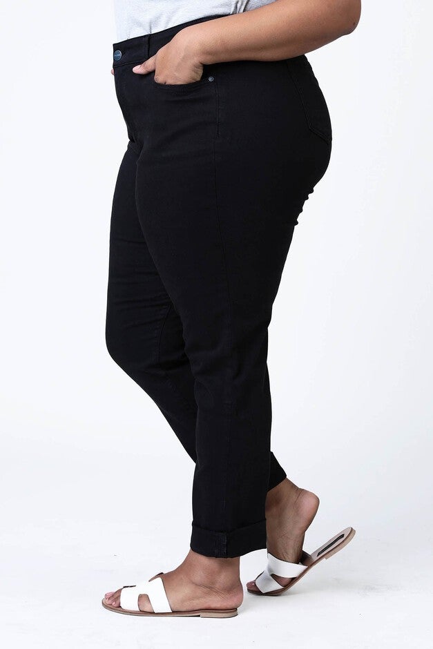 High Rise Boyfriend - Black, BLACK / Black, alternate image number 2