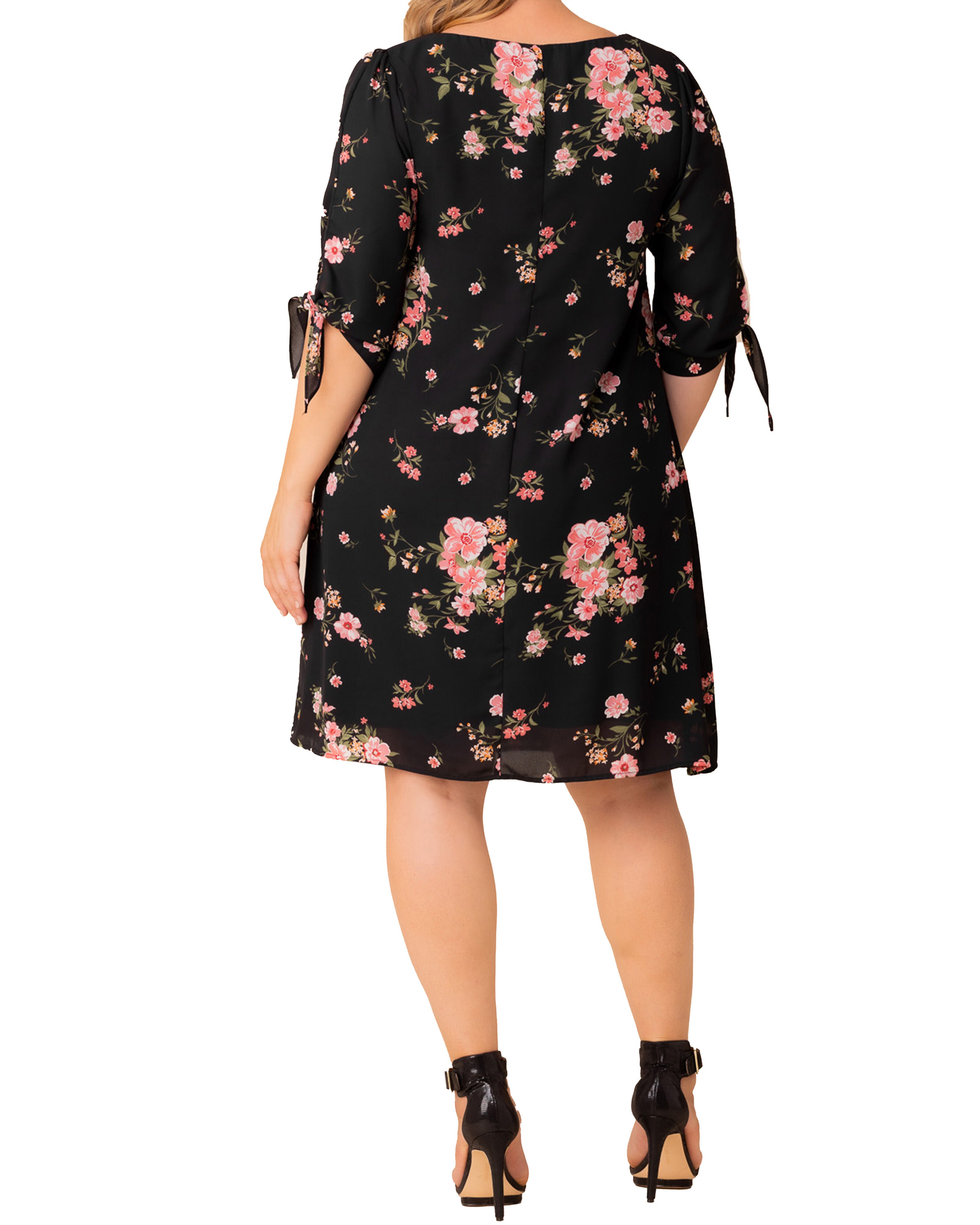 Manhattan Shift Dress, MIDNIGHT PINK POPPIES / Black, alternate image number 1
