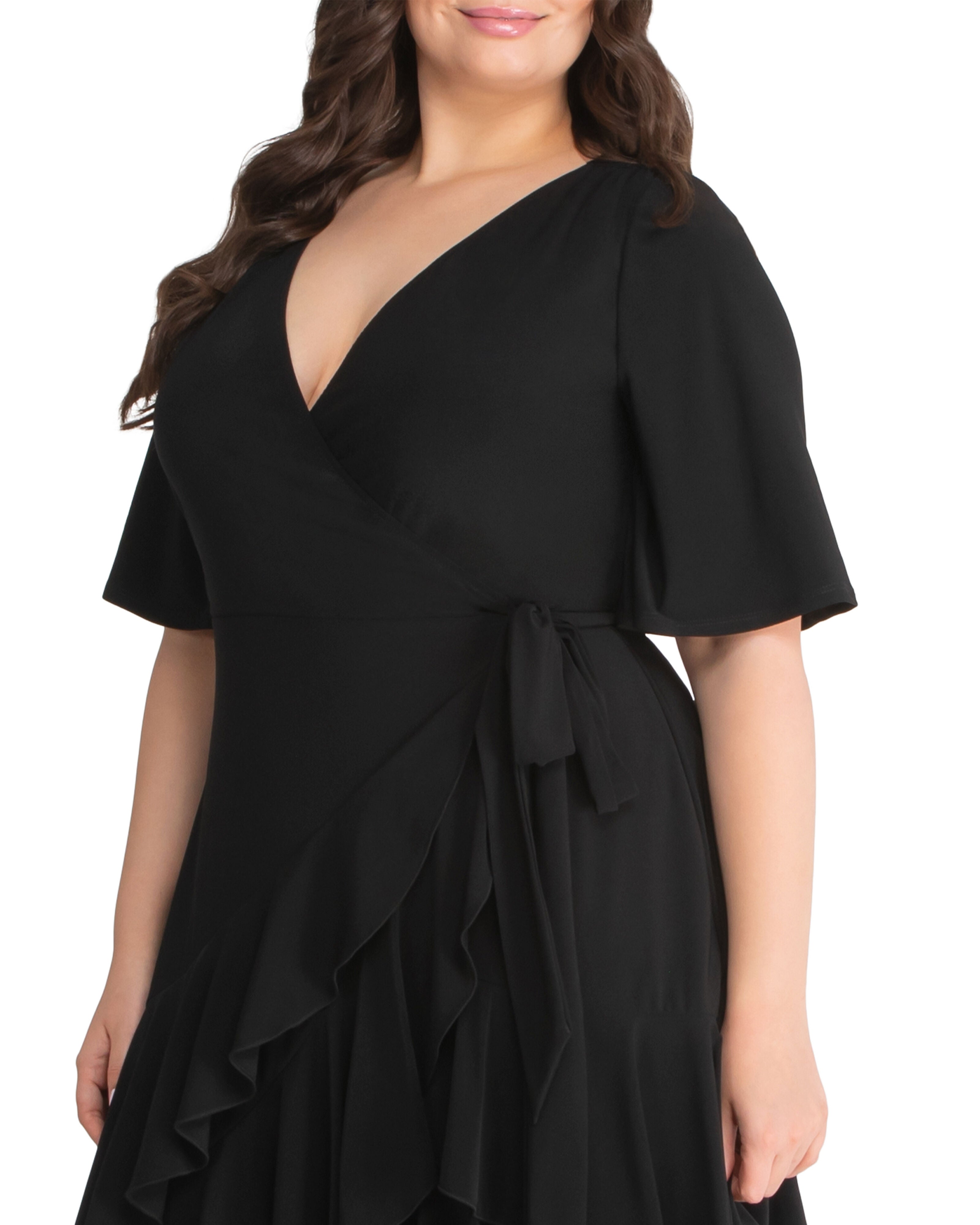 Miranda Wrap Dress, BLACK NOIR / Black, alternate image number 2