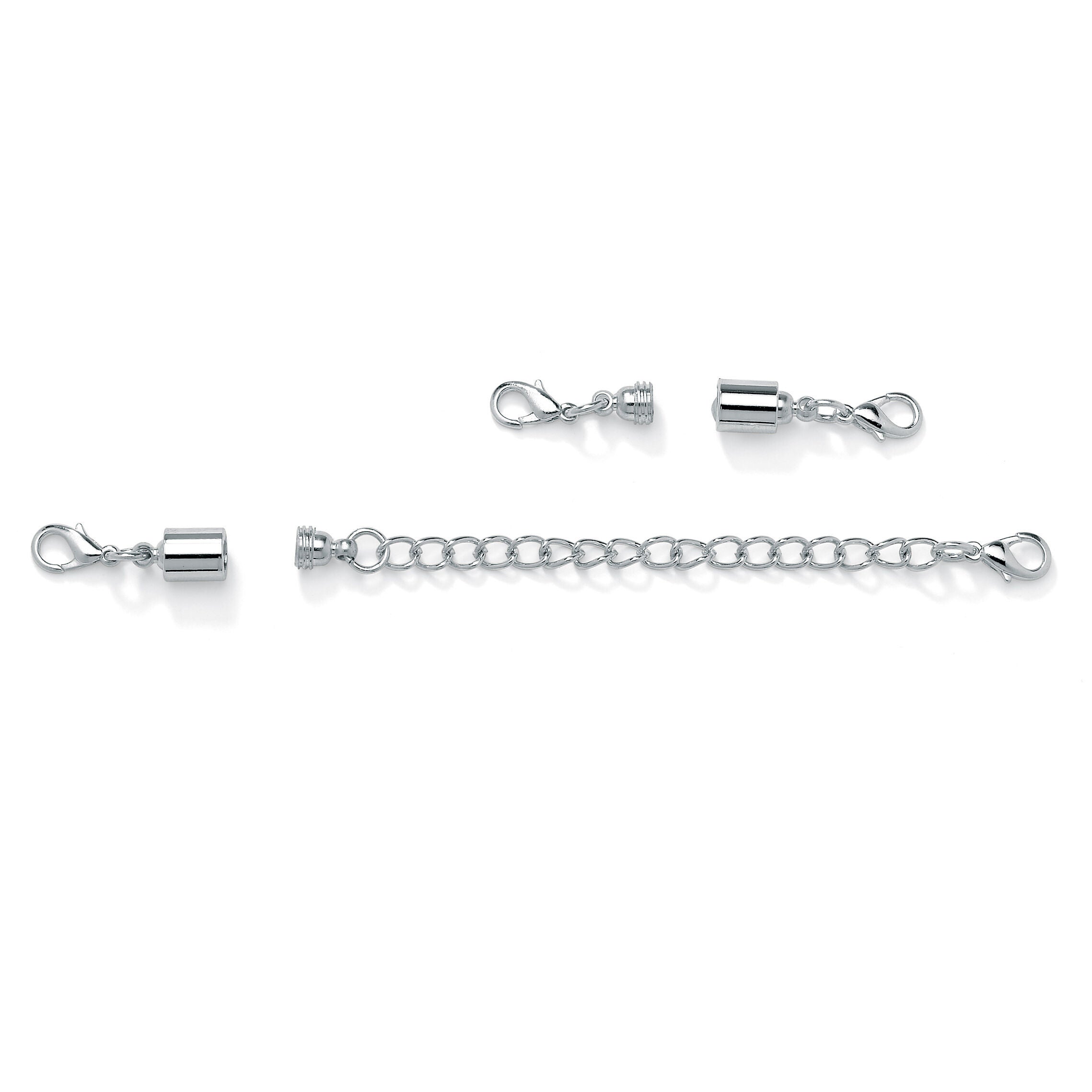 Magnetic Clasp and Chain Extender Set in Silvertone 5.5 inches, White / White, hi-res image number 0