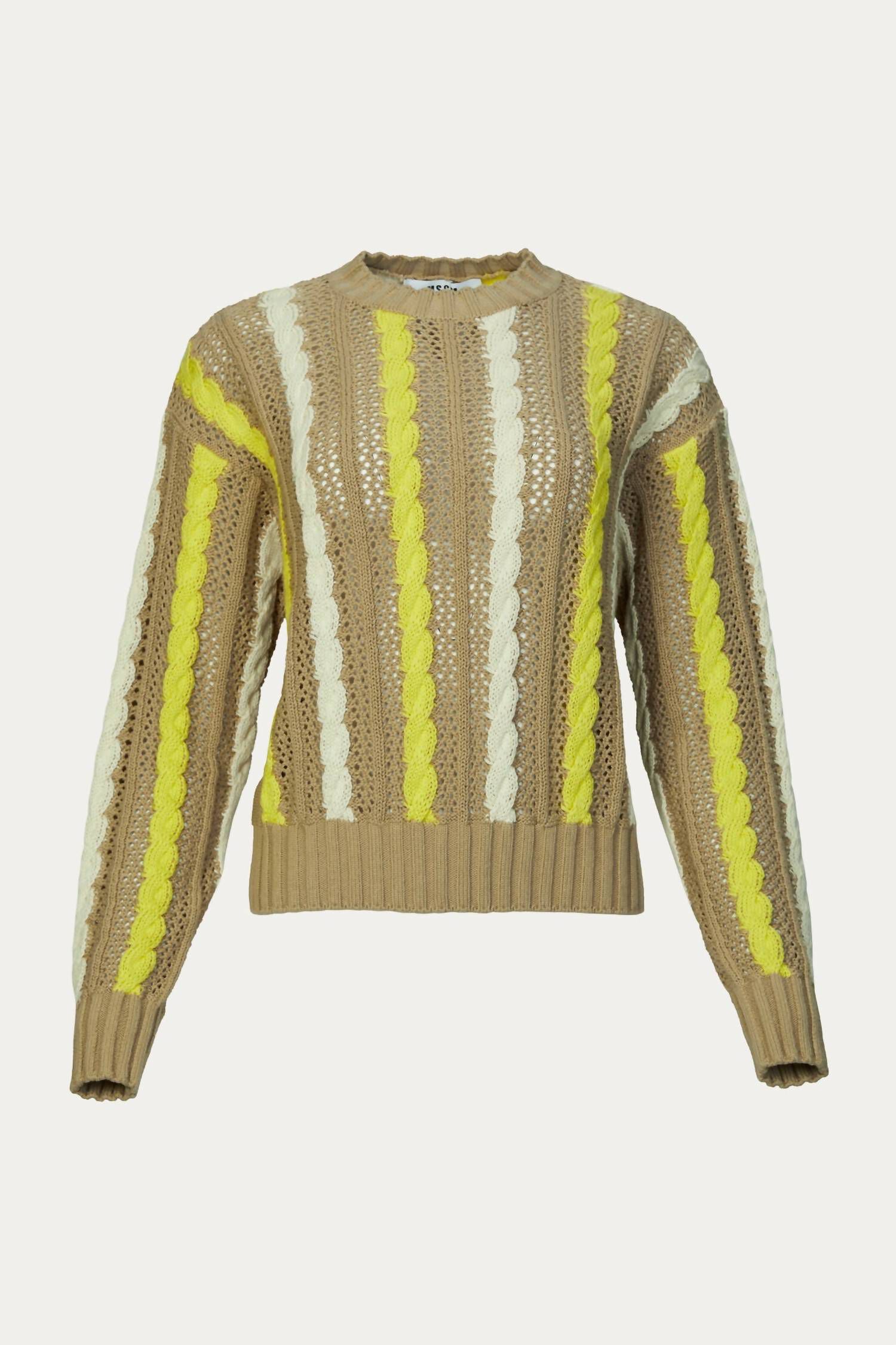 CABLE-KNIT SWEATER IN BEIGE, Beige / Beige, alternate image number 1