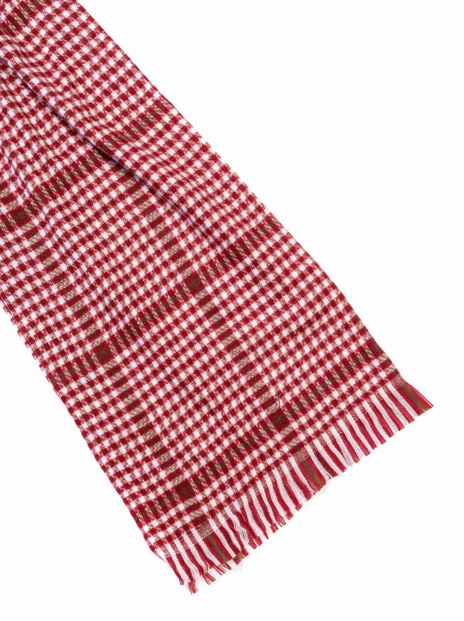 Mixed Patten Soft Tweed Scarves Red, , alternate image number null