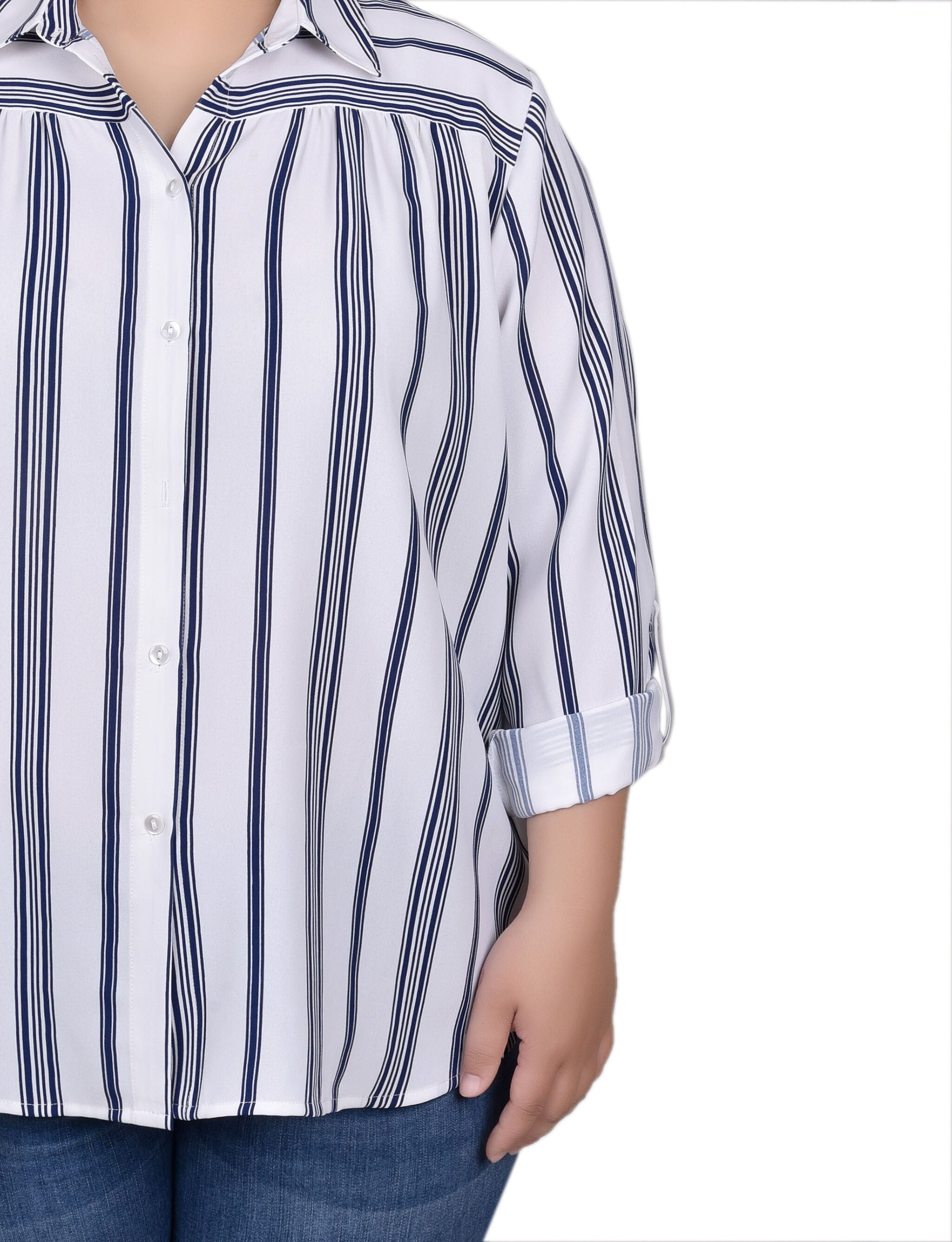 Long Roll Tab Sleeve Blouse, , alternate image number 4