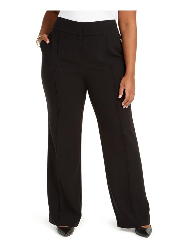 Alfani Women's High Rise Trousers Black 14W, Black / Black, hi-res image number null