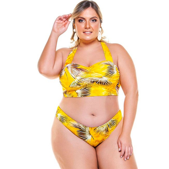 Cupped Top With Wide Under-Bust Band In Yellow Buriti Print, Yellow Buriti / Yellow, hi-res image number 0