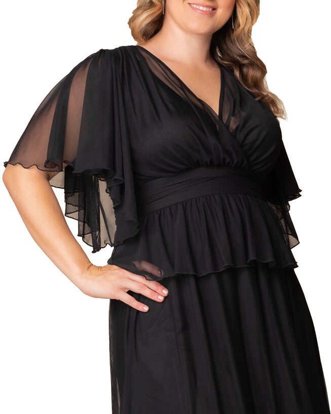 Graceful Tiered Mesh Gown, ONYX / Black, alternate image number 2