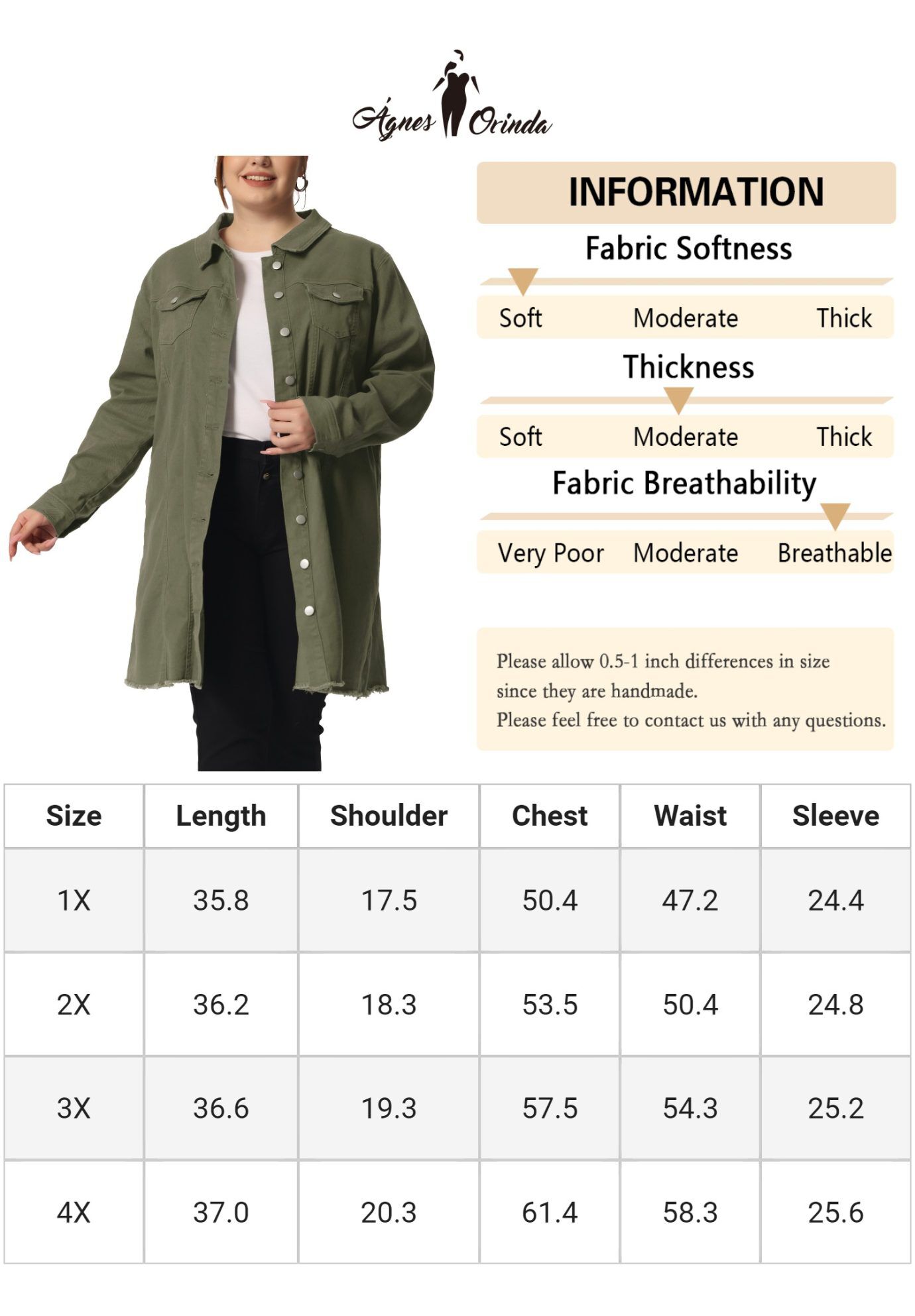 DISTRESSED BUTTON UP POCKET LONG DENIM JACKET, Green / Olive Green, alternate image number 4