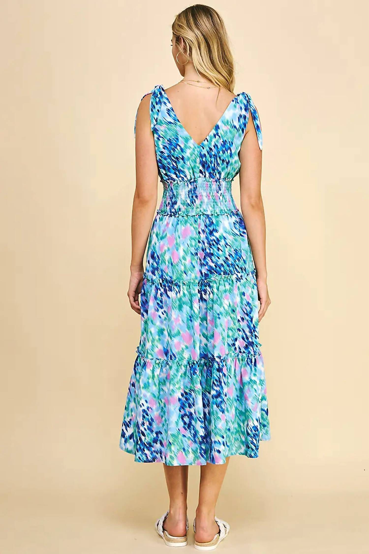 ARIEL MIDI DRESS IN WATERCOLOR, , alternate image number 5