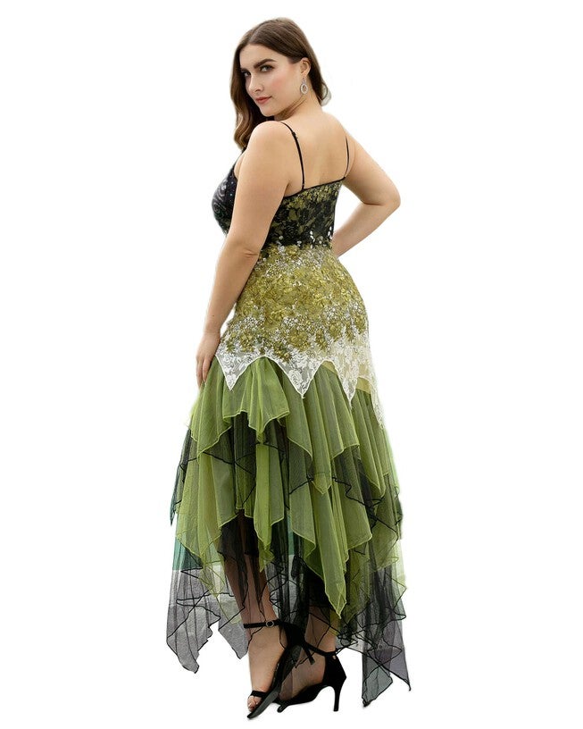 V Neck Asymmetrical Hems Cocktail Dresses, Green / Kelly Green, alternate image number null