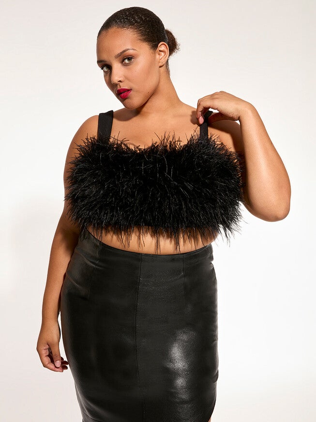 Marianna Feather Top, Black / Black, alternate image number 1