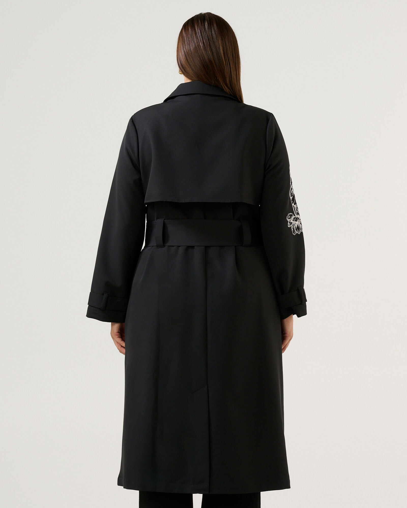 Monet Embroidered Trench Coat, BlackCream / Black, alternate image number 3