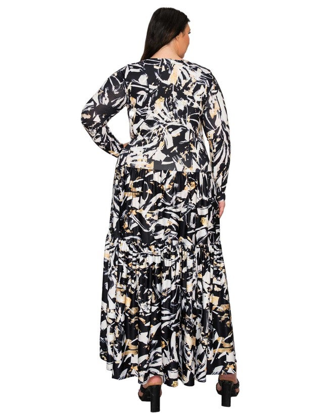 Zimmern Tiered Maxi Dress, Black Taupe / Black, alternate image number null