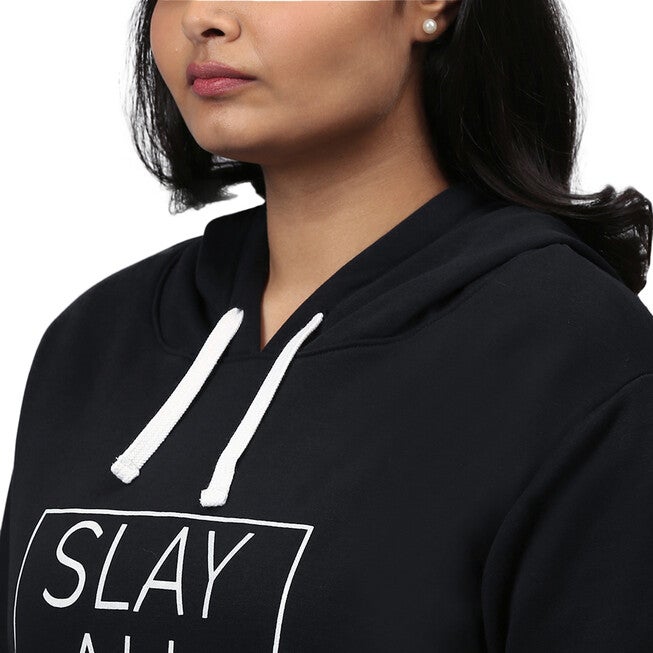 Black "Slay All Day" Sweatshirt with Hoodie, , alternate image number 9