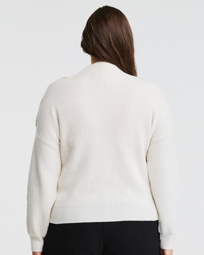 Clovelly Ribbed Turtle Neck Sweater, MILK / White, alternate image number null