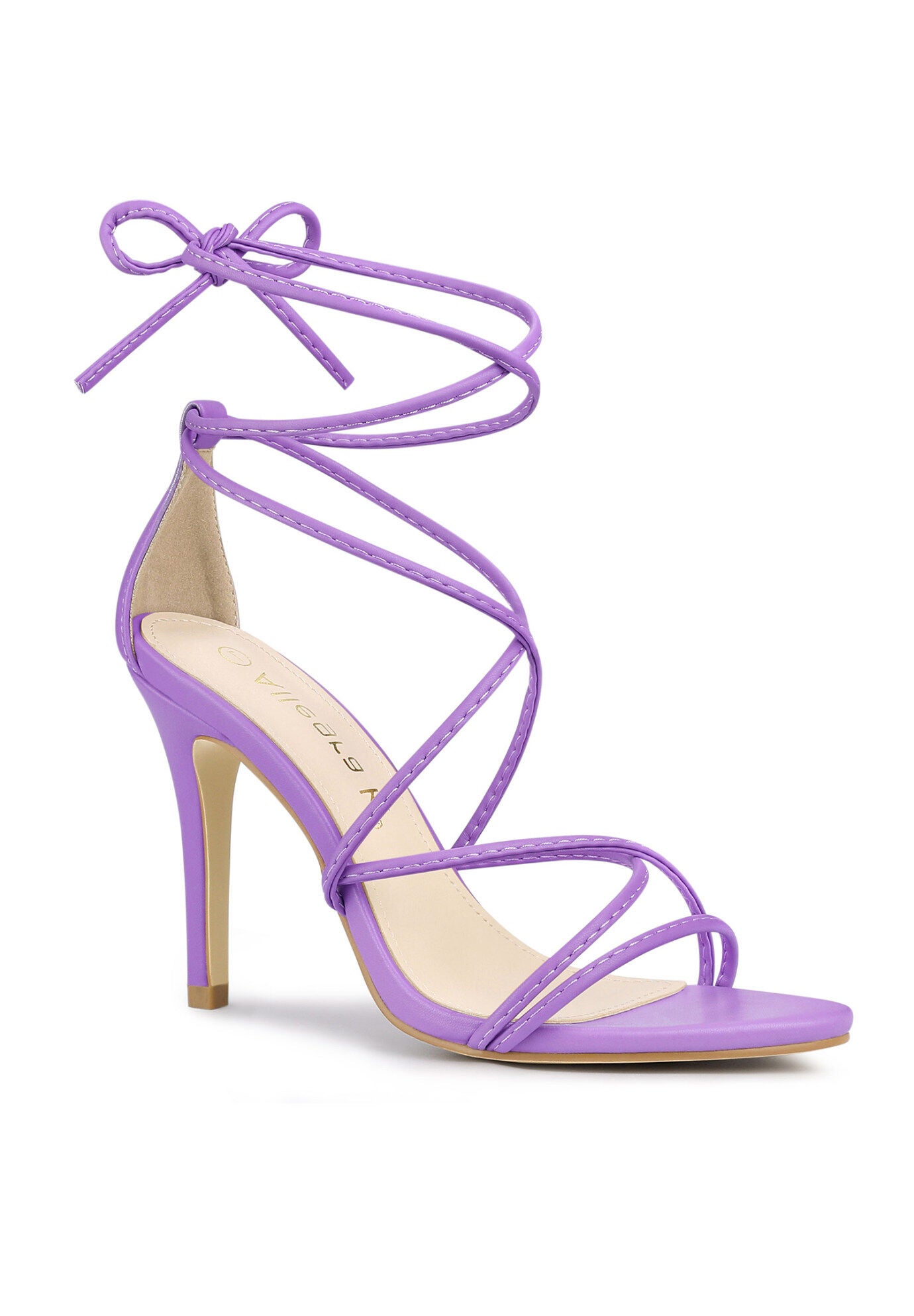 Strappy Heels Lace Up Stiletto Heel Sandals, Lavender / Purple, hi-res image number 0