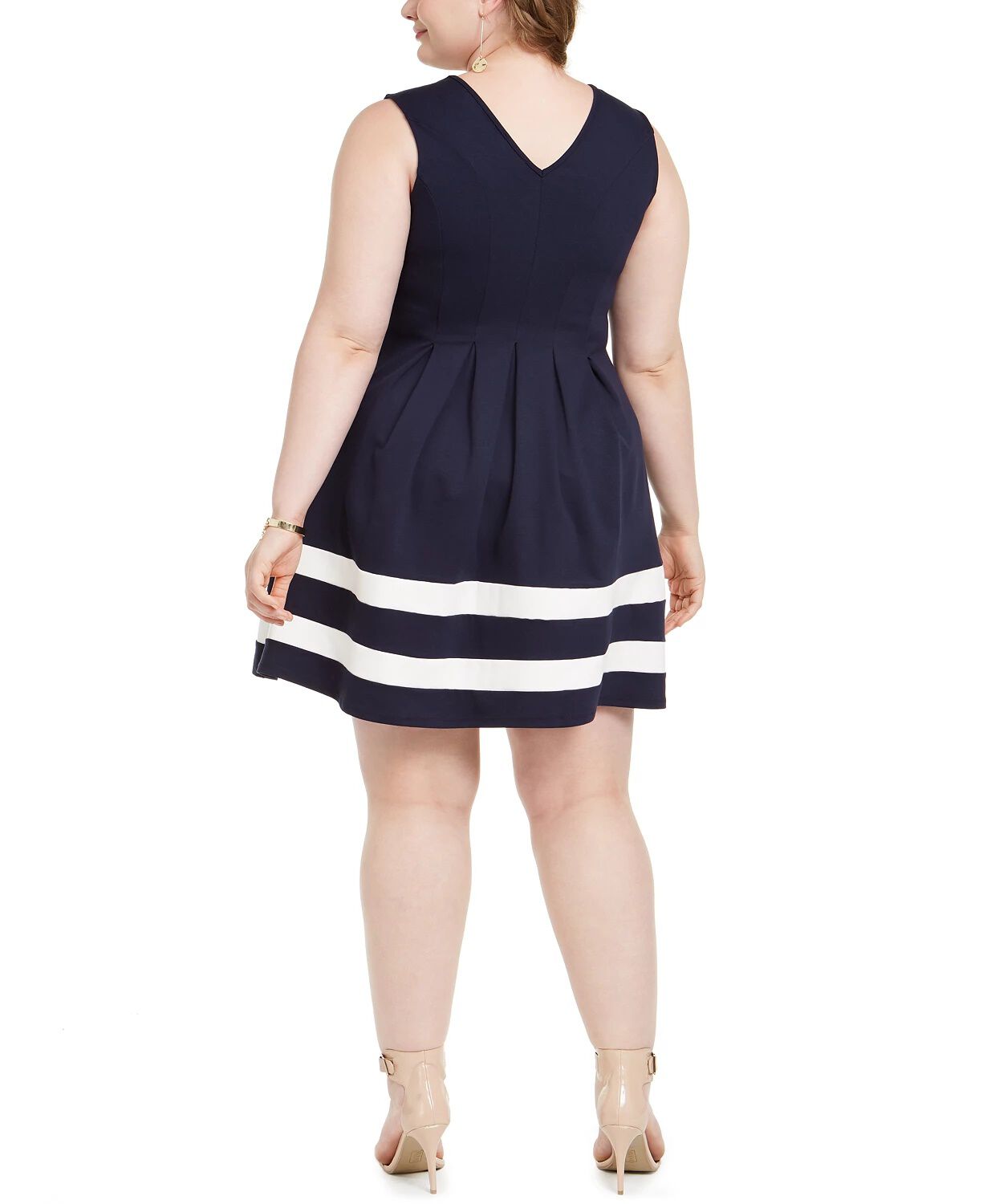 Monteau Women's Dress Plus Sheath Striped Fit N Flare Blue Size Extra Large, , alternate image number 4