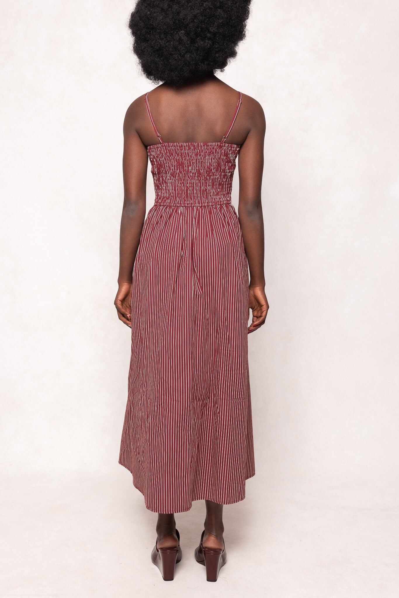 Maxwell Dress, Burgundy Pinstripe / Burgundy, alternate image number 6