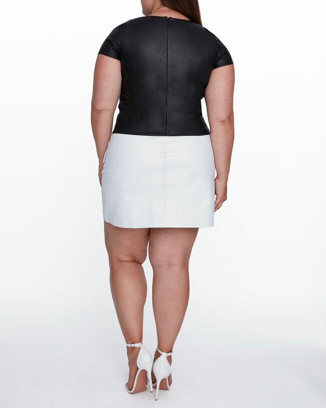 Brando Stretch Leather Tee, Black / Black, alternate image number 3