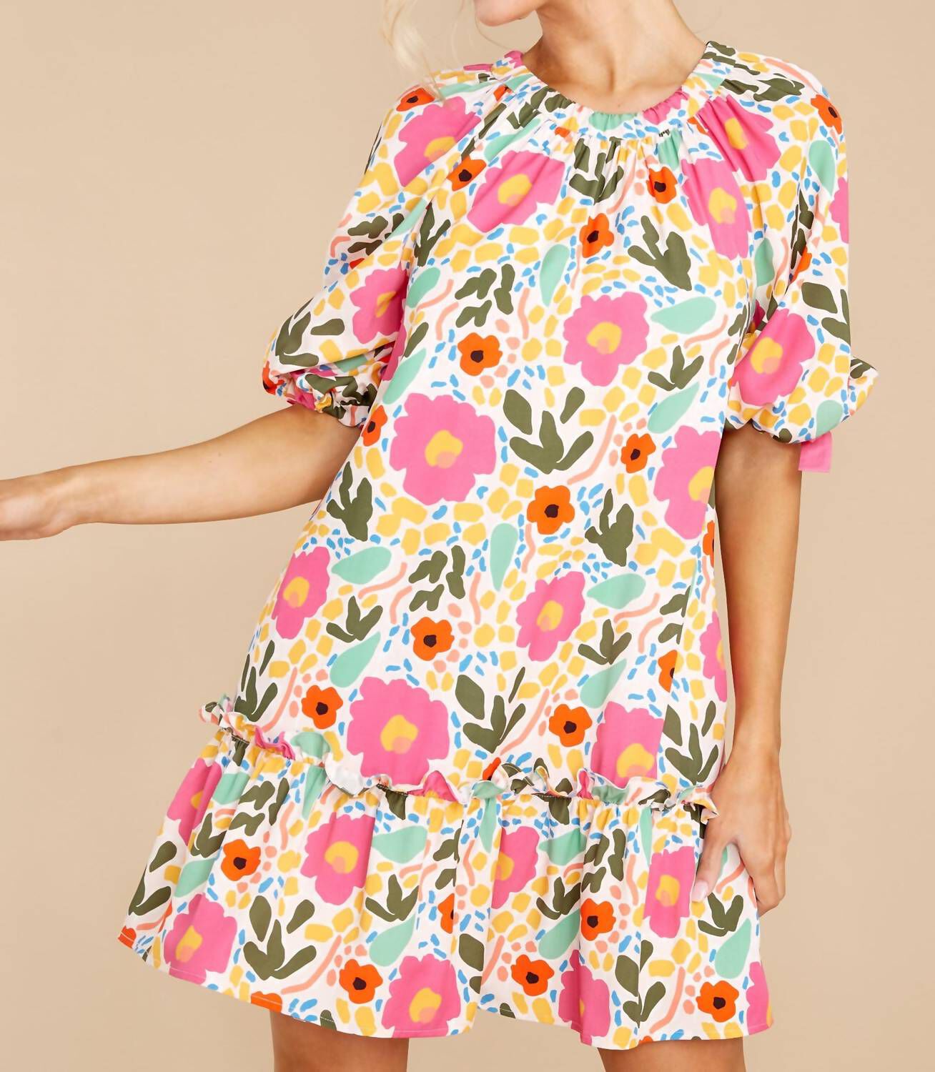 AMELIA DRESS IN MONET'S GARDEN, MonetS Garden / Pink, hi-res image number 0