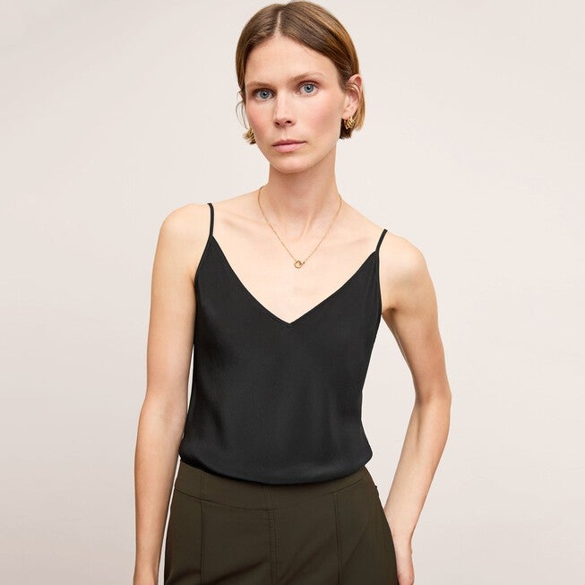 Lisey Cami - Washable Silk, Black / Black, hi-res image number 0