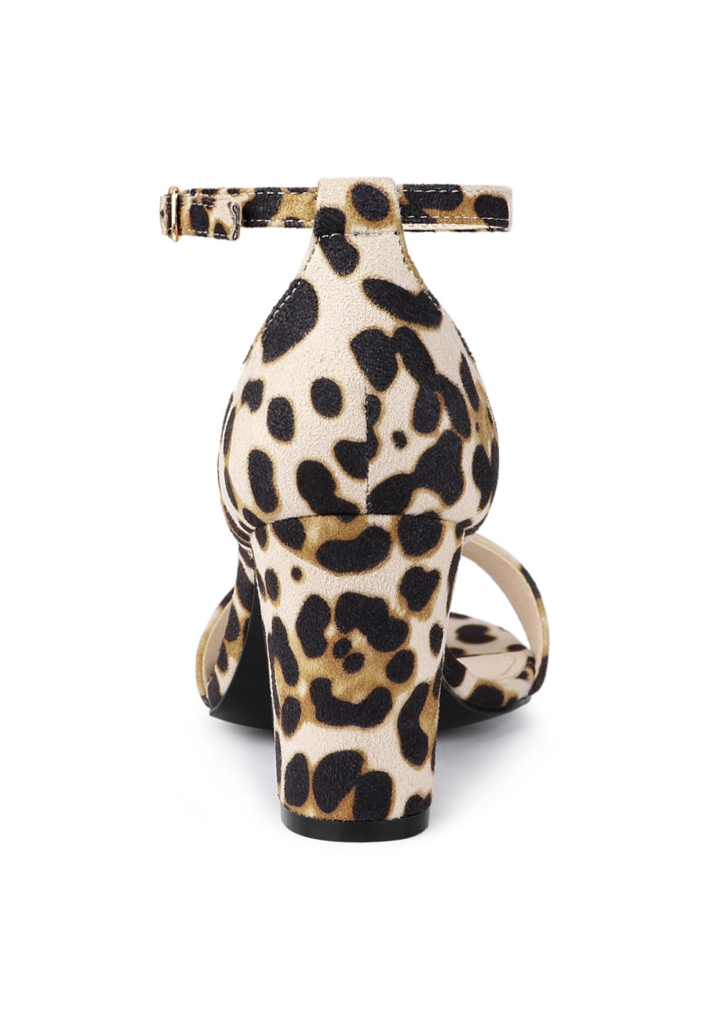 Open Toe Ankle Strap Chunky High Heel Sandals, White Leopard / Brown, alternate image number 3