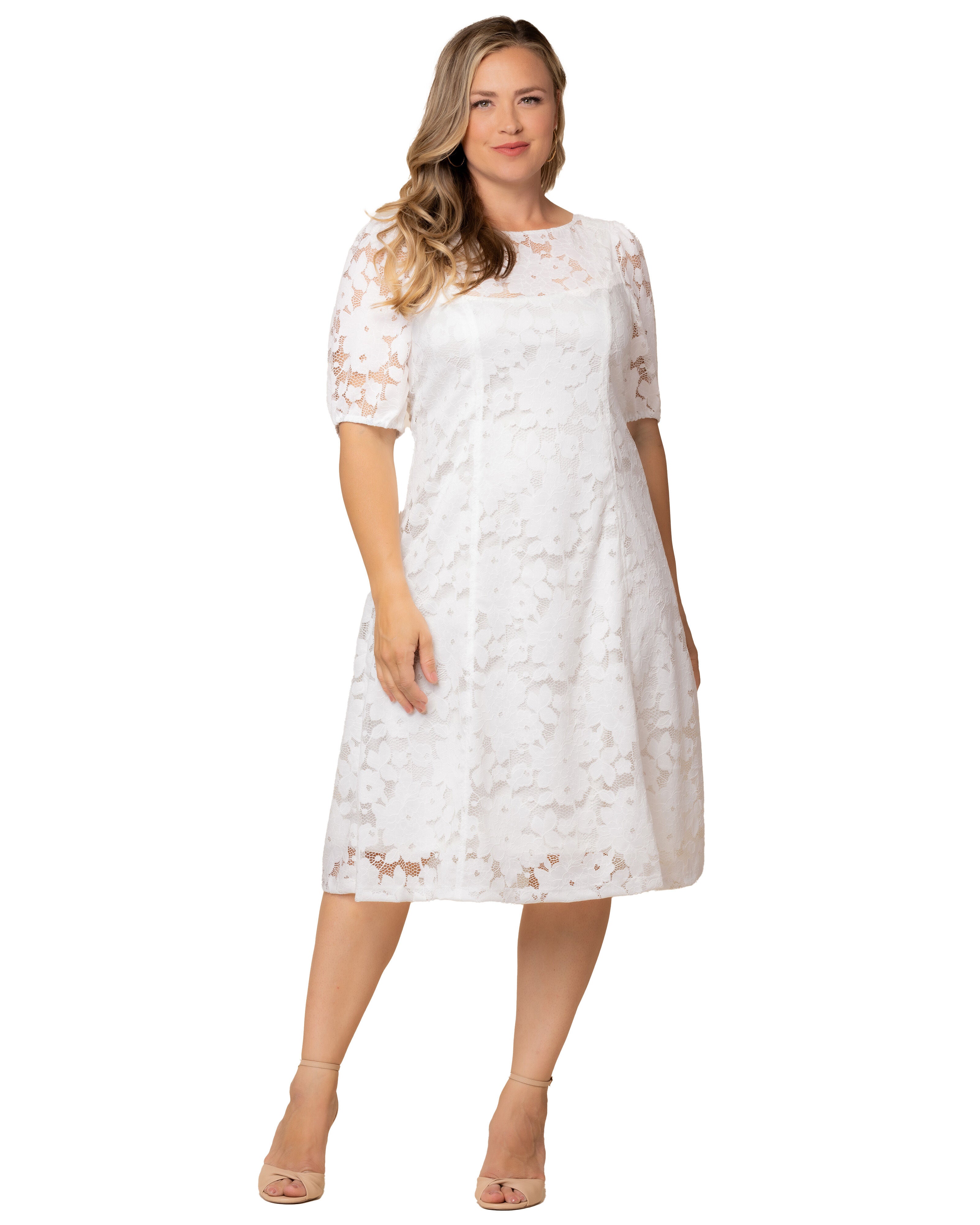 Emma Lace Shift Dress, White / White, hi-res image number 0