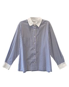 Perfect Oversized Stripe Shirt #2 French Blue