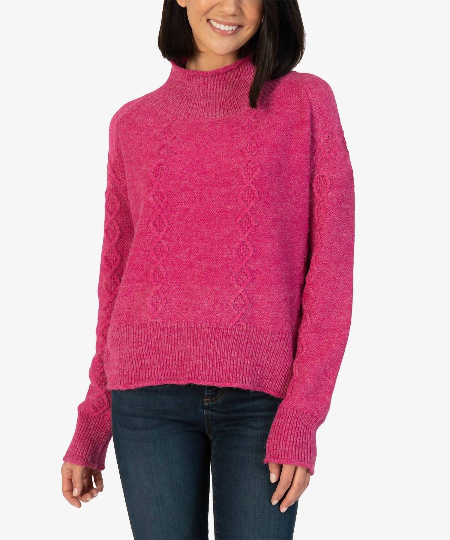LEONA TURTLENECK SWEATER IN DEEP PINK, Deep Pink / Pink, hi-res image number 0