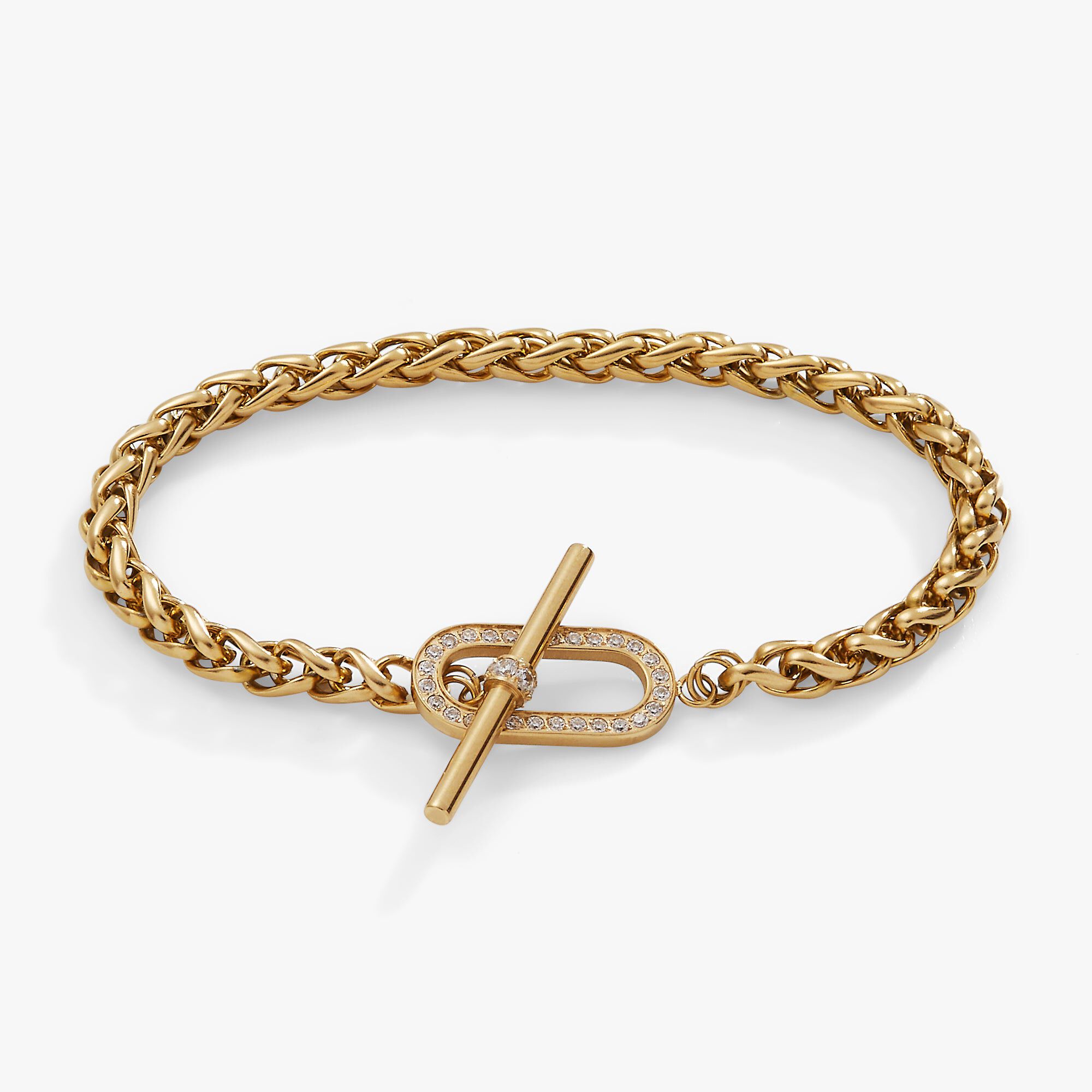 Pavé Toggle Chain Bracelet, Gold / Gold, hi-res image number 0