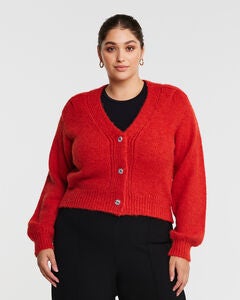 Plus Size Red Cardigan