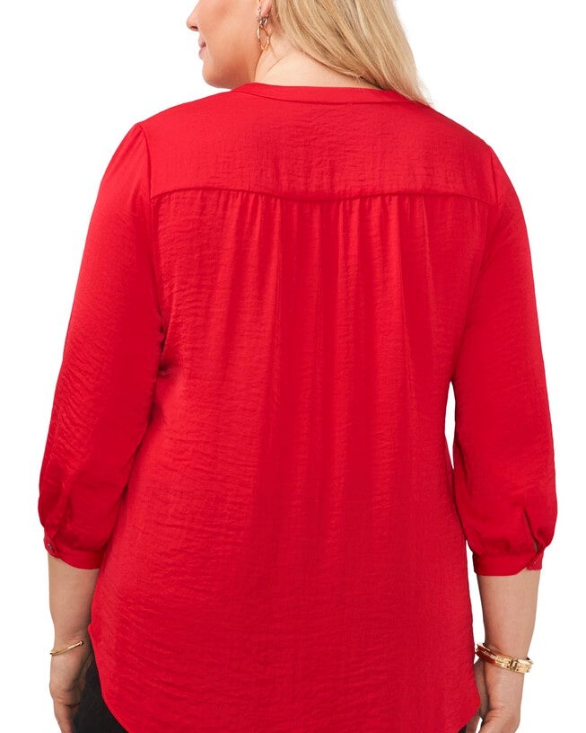 Everley V-Neck Blouse, RED HOT / Red, alternate image number null