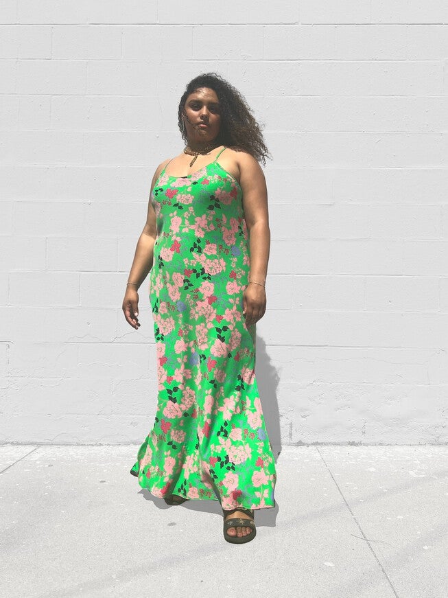Leah Maxi Slip Dress, GREEN GARDEN / Kelly Green, alternate image number 3