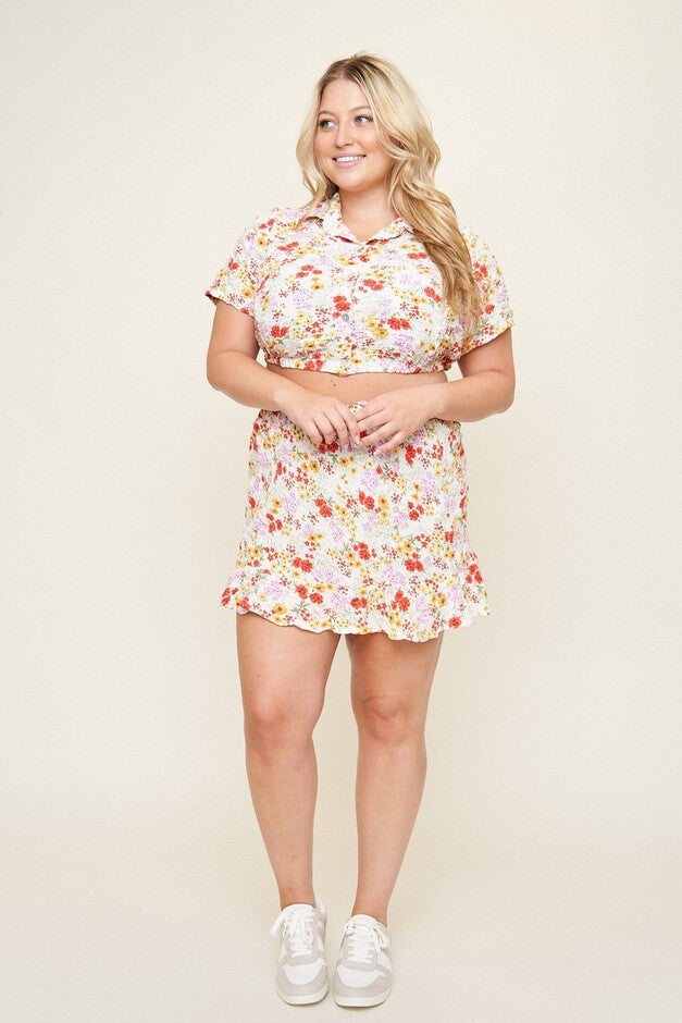 Rachel Mini Skirt, Floral / White, alternate image number null