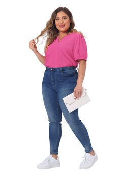 Hollow Casual V Neck Short Sleeve Summer Blouse