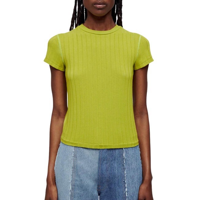 HEMP RIB BABY TEE IN WASABI, Wasabi / Kelly Green, hi-res image number 0