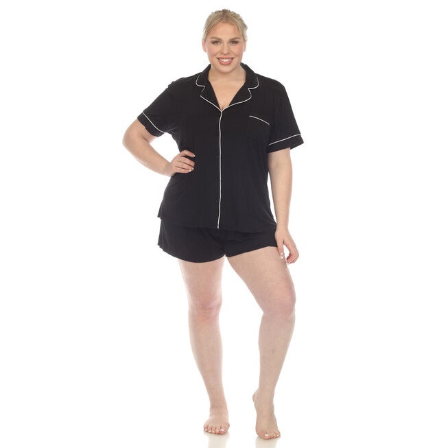 Short Sleeve Bamboo Pajama Set, Black / Black, hi-res image number null