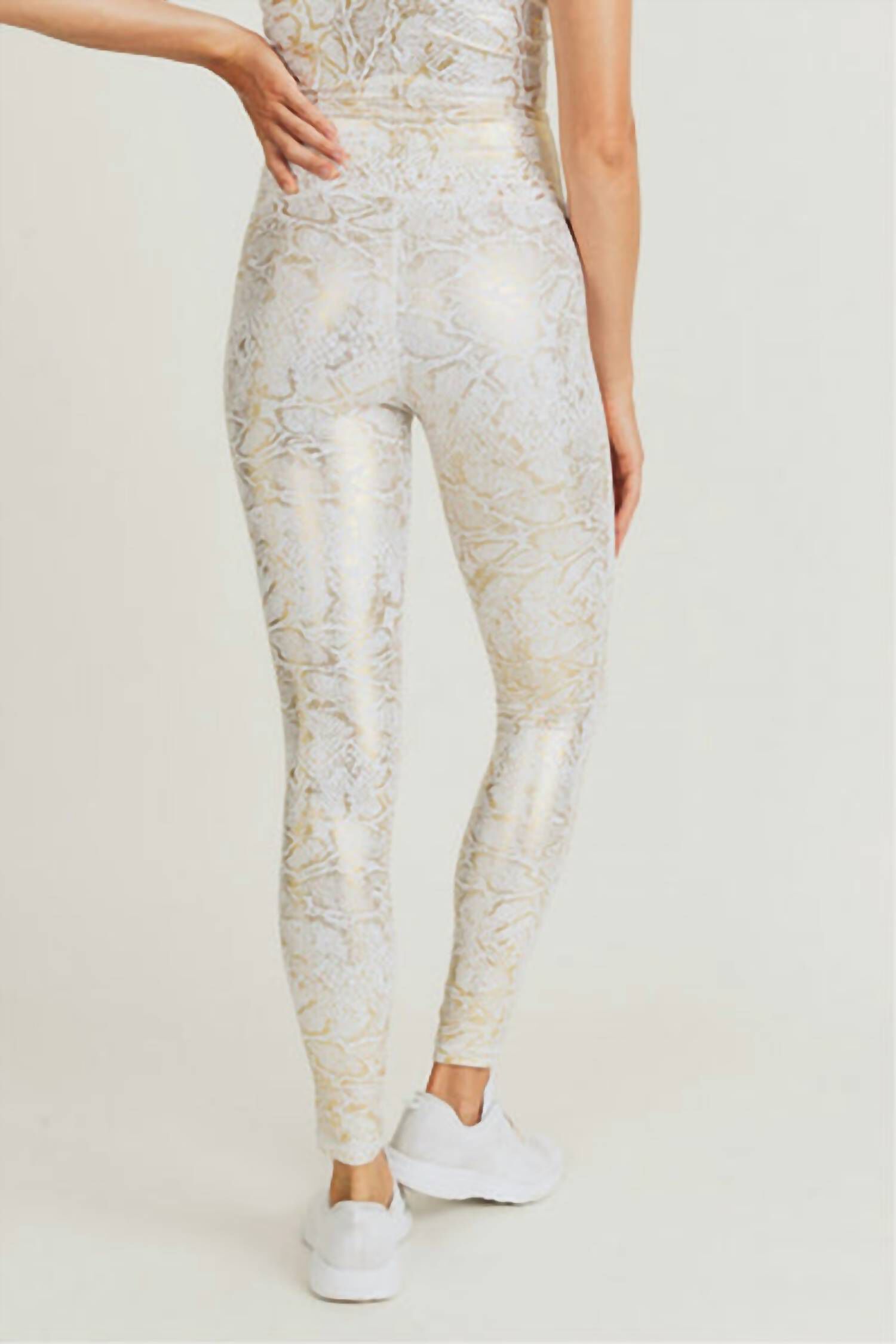 Print High-Waisted Legging In Gold Snakeskin, , alternate image number 3