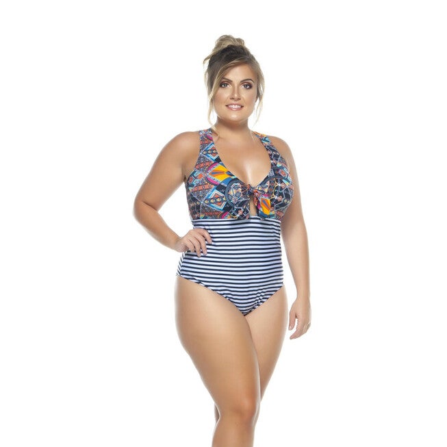 Swimsuit With Knot Detail Betwen De Busts, Black / Black, hi-res image number 0