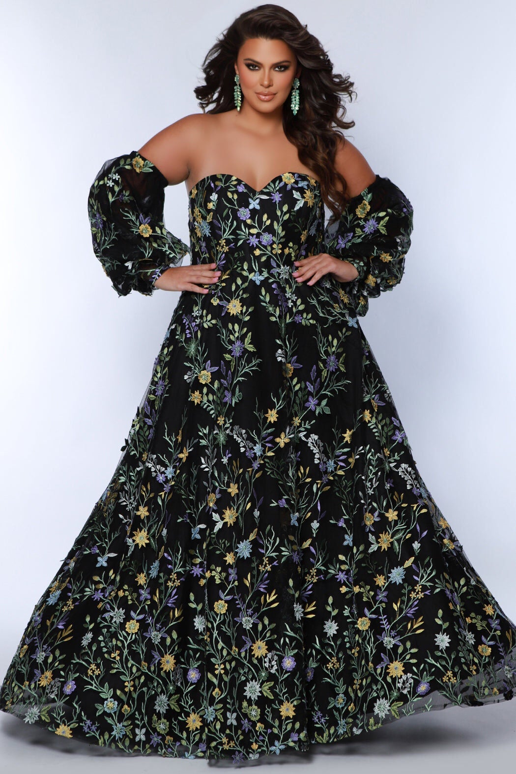 WATCH ME BLOOM FLORAL FORMAL DRESS, Black Floral / Black, hi-res image number 0