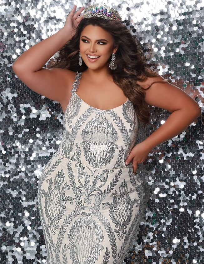 Top Secret Formal Gown, Metallic Nude / Silver, alternate image number 1
