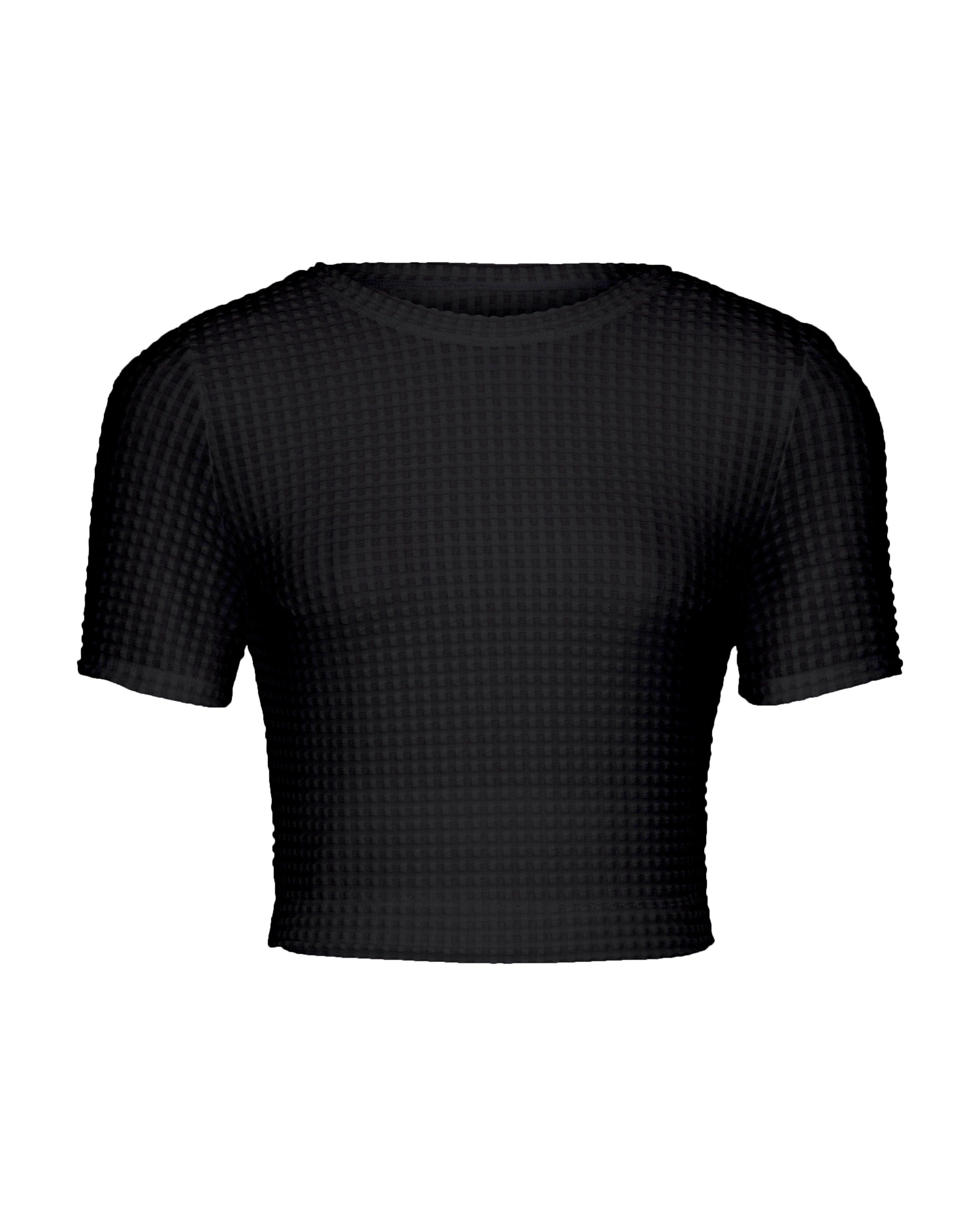 Geometric Knit Tee, BLACK / Black, alternate image number 1