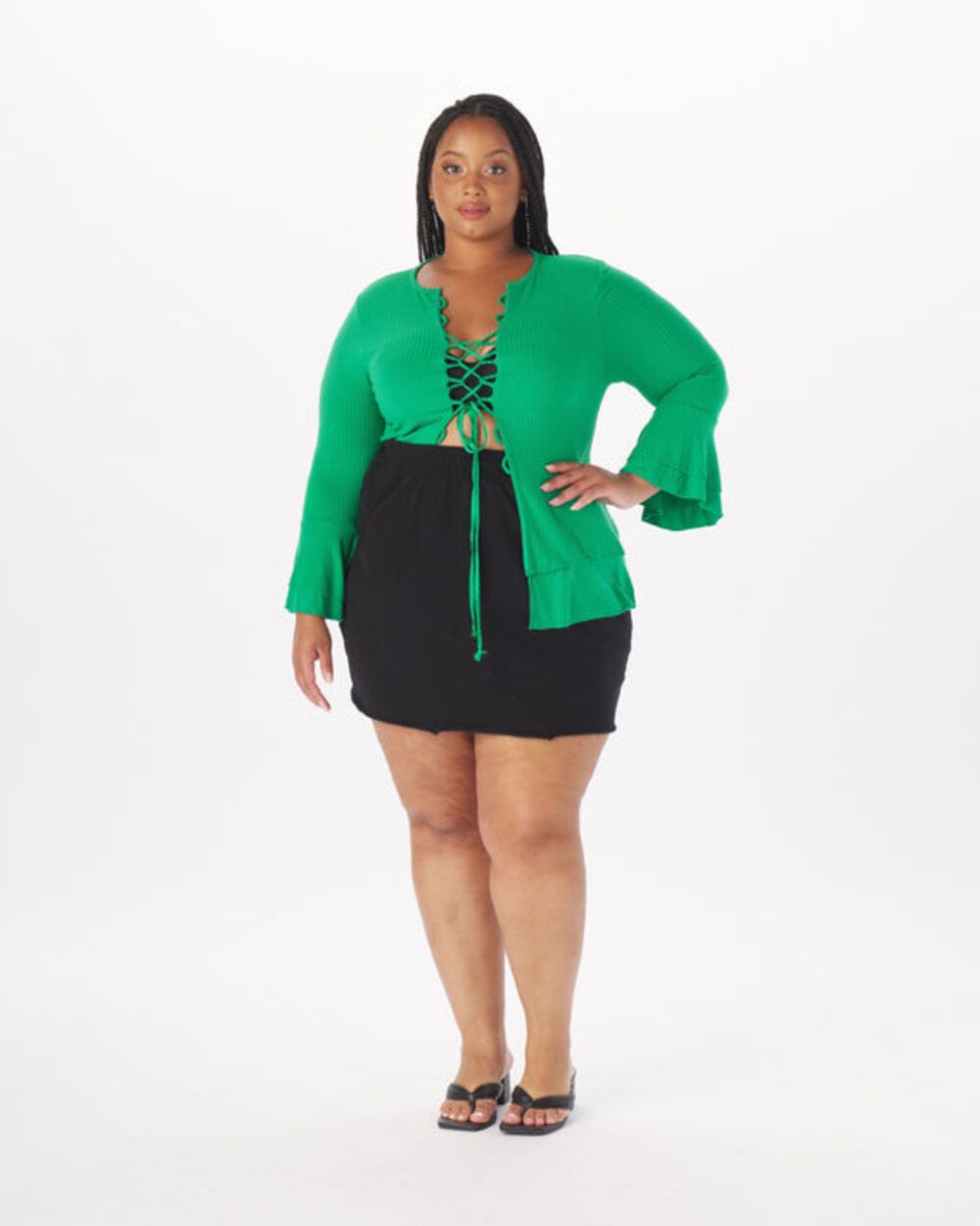 Atlee Lace-Up Full Length Top, Kelly Green / Kelly Green, alternate image number 1