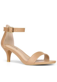 Open Toe Kitten Heeled Ankle Strap Sandals