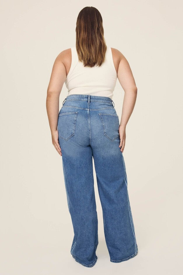 NCE PLUS - WIDE LEG JEANS | WHITE STRIPES, WHITE STRIPES / Dark Wash, alternate image number 2