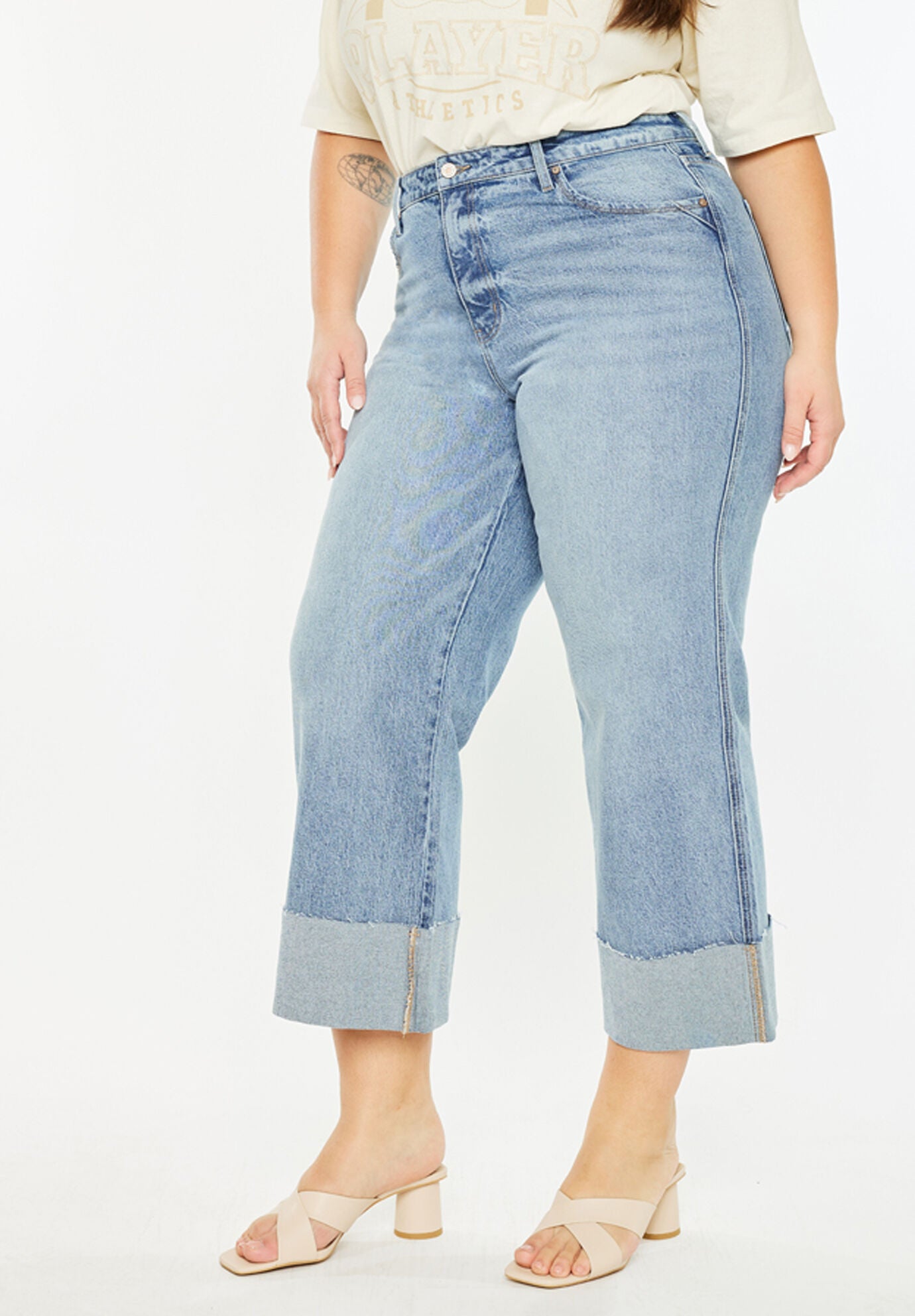Jennie 90's Crop Wide Leg Jeans (Plus Size), Medium Wash / Medium Wash, alternate image number 4