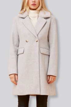 Freja Coat Double Breasted Removable Faux Fur Collar
