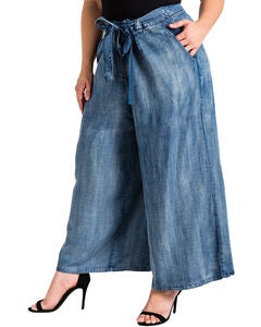 Plus Size Sophi Tencel Denim Cropped Palazzo Pants