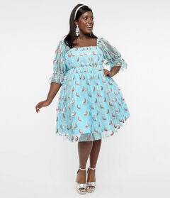 Smak Parlour Sky Blue & Glitter Rainbows Love Interest Babydoll Dress