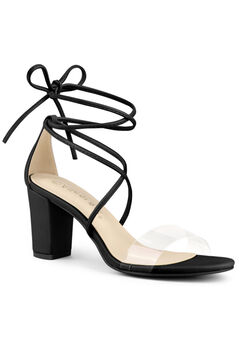 Clear Heel Block Heels Sandals Lace Up Heels